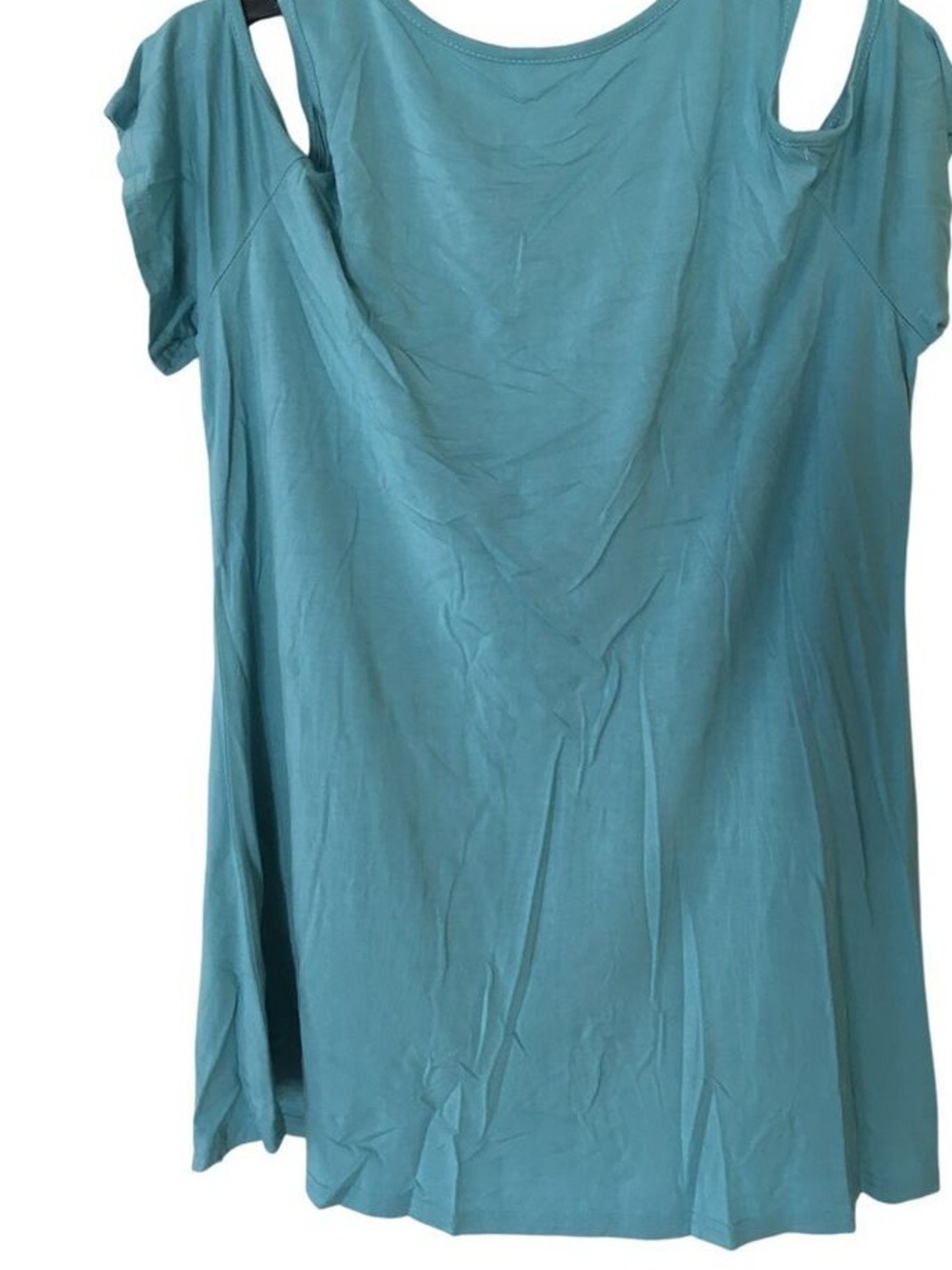 Flowy Teal Cold-Shoulder Women's Tank Top